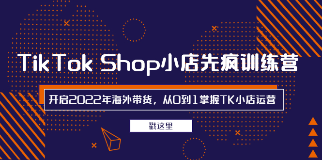 TikTok Shop小店先疯训练营，开启2022年海外带货，从0到1掌握TK小店运营-臭虾米项目网