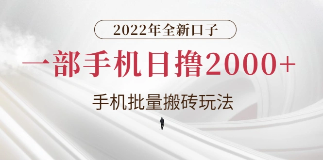 图片[1]-2022年全新口子，手机批量搬砖玩法，一部手机日撸2000+-臭虾米项目网