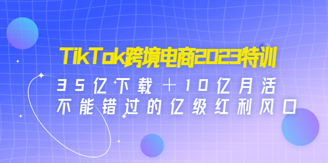 TikTok跨境电商2023特训：35亿下载＋10亿月活，不能错过的亿级红利风口-臭虾米项目网