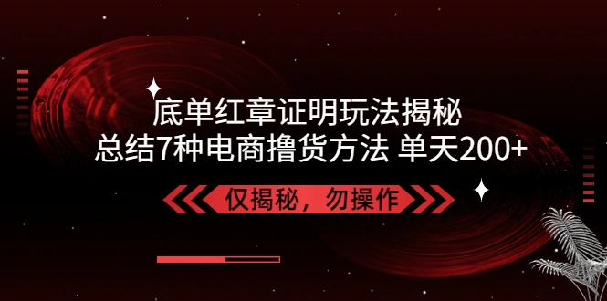 图片[1]-独家底单红章证明揭秘 总结7种电商撸货方法 操作简单,单天200+【仅揭秘】-臭虾米项目网