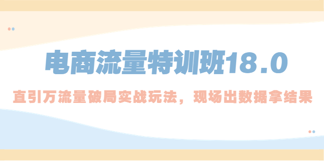 电商流量特训班18.0，直引万流量破局实操玩法，现场出数据拿结果-臭虾米项目网