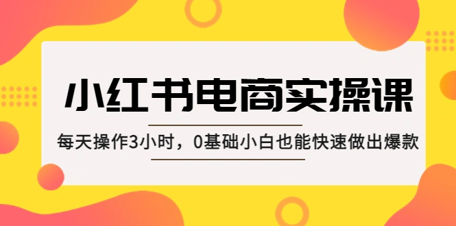 图片[1]-小红书·电商实操课：每天操作3小时，0基础小白也能快速做出爆款！-臭虾米项目网