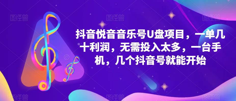 抖音音乐号U盘项目 一单几十利润 无需投入太多 一台手机 几个抖音号就开始-臭虾米项目网