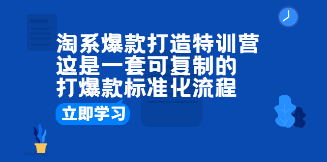 淘系爆款打造特训营：这是一套可复制的打爆款标准化流程-臭虾米项目网