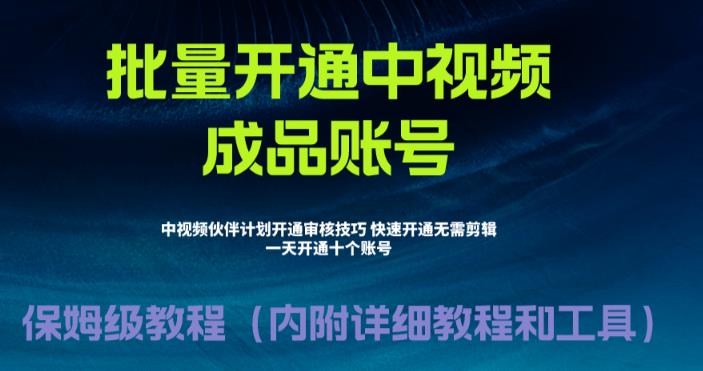 外面收费1980暴力开通中视频计划教程，附 快速通过中视频伙伴计划的办法-臭虾米项目网