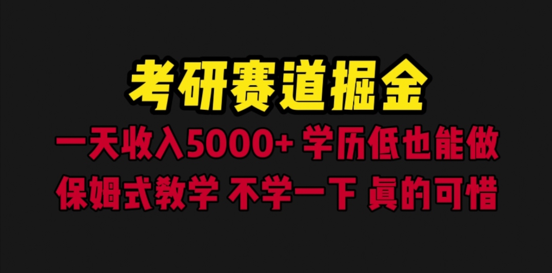 考研赛道掘金，一天5000+学历低也能做，保姆式教学，不学一下，真的可惜-臭虾米项目网