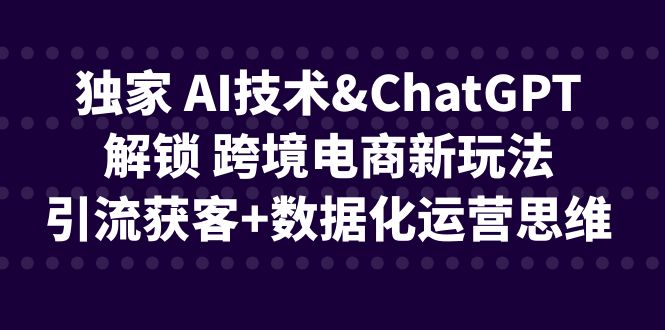 独家 AI技术&ChatGPT解锁 跨境电商新玩法，引流获客+数据化运营思维-臭虾米项目网