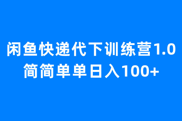 闲鱼快递代下训练营1.0，简简单单日入100+-臭虾米项目网