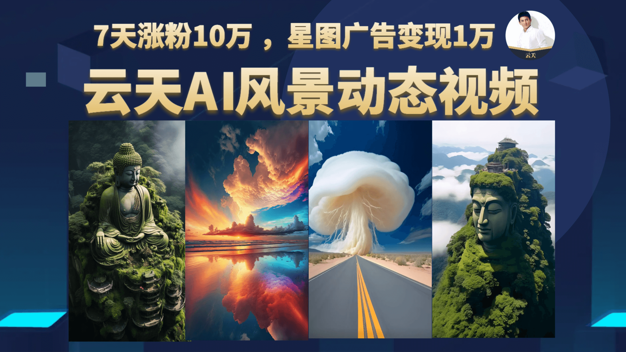 云天AI风景动图视频制作，7天涨粉10万 ，星图广告变现1万-臭虾米项目网