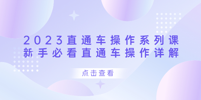 2023直通车操作 系列课，新手必看直通车操作详解 -臭虾米项目网