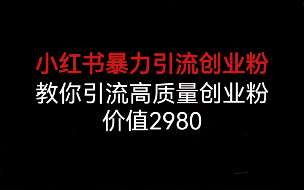 小红书暴力引流创业粉，教你引流高质量创业粉，价值2980-臭虾米项目网