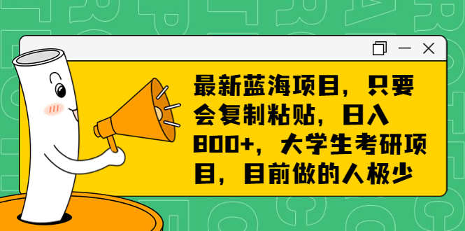 最新蓝海项目，只要会复制粘贴，日入800+，大学生考研项目，目前做的人极少-臭虾米项目网