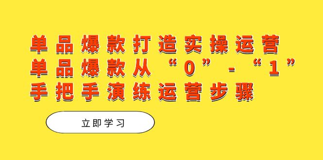 单品爆款打造实操运营，单品爆款从“0”-“1”手把手演练运营步骤-臭虾米项目网