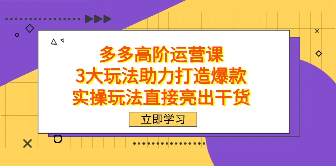 图片[1]-拼多多高阶·运营课，3大玩法助力打造爆款，实操玩法直接亮出干货-臭虾米项目网