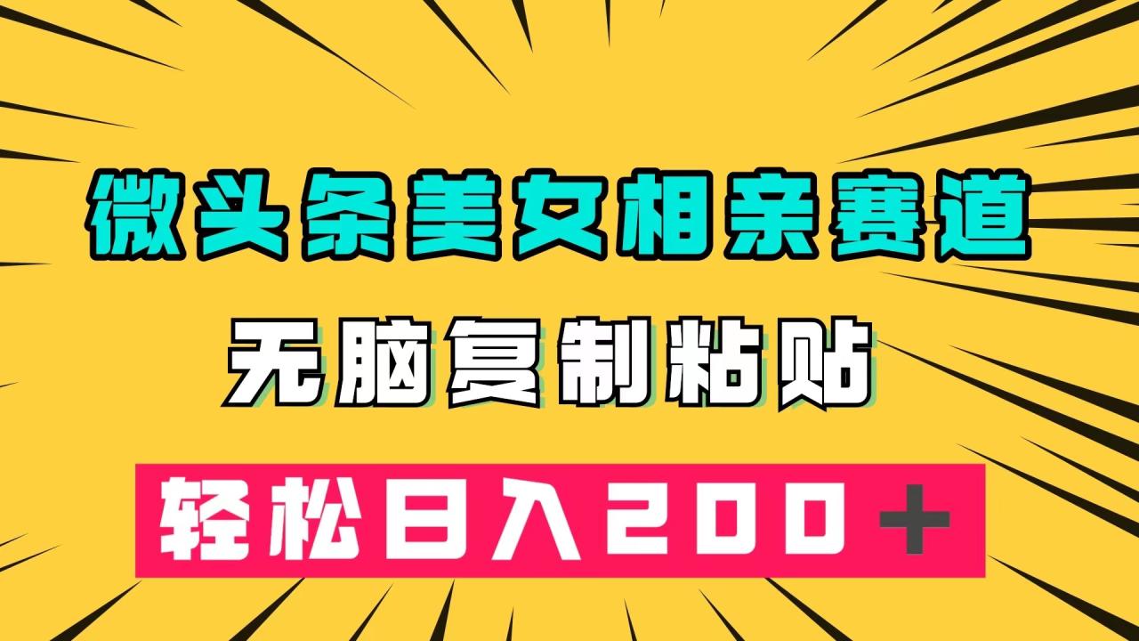 微头条冷门美女相亲赛道，无脑复制粘贴，轻松日入200-臭虾米项目网