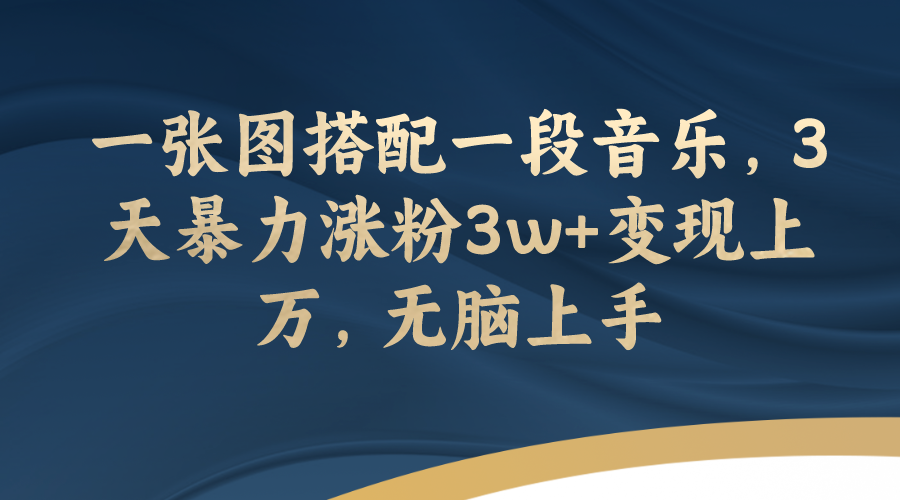 一张图搭配一段音乐，3天暴力涨粉3w+变现上万，无脑上手-臭虾米项目网