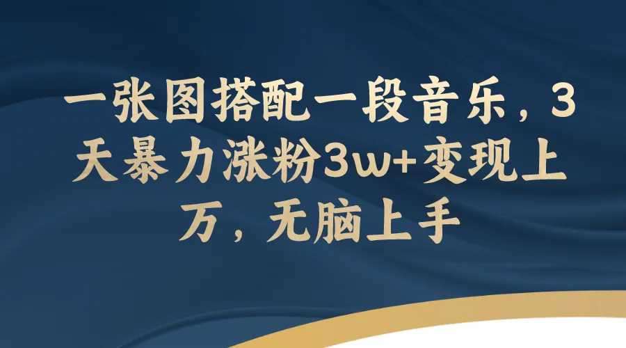 图片[1]-一张图搭配一段音乐，3天暴力涨粉3w+变现上万，无脑上手-臭虾米项目网