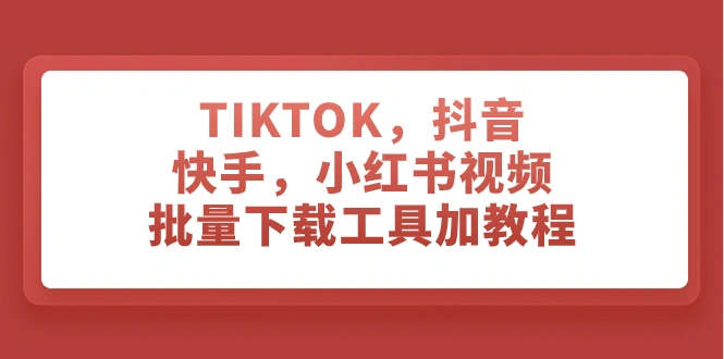 图片[1]-TIKTOK，抖音，快手，小红书视频批量下载工具加教程-臭虾米项目网