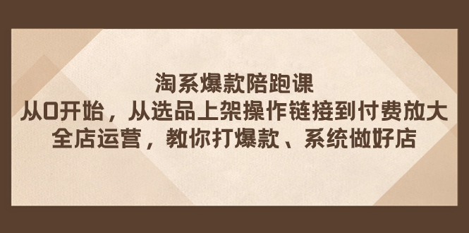 淘系爆款陪跑课 从选品上架操作链接到付费放大 全店运营 打爆款 系统做好店-臭虾米项目网