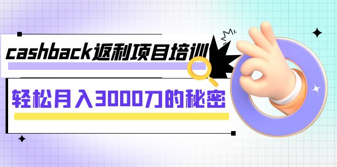 cashback返利项目培训：轻松月入3000刀的秘密（8节课）-臭虾米项目网