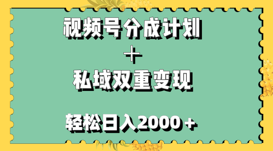 视频号分成计划＋私域双重变现，轻松日入1000＋，无任何门槛，小白轻松上手-臭虾米项目网