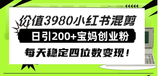 图片 [1]- 价值 3980 小红书混剪日引 200+ 宝妈创业粉，每天稳定四位数变现！- 北城觉醒社