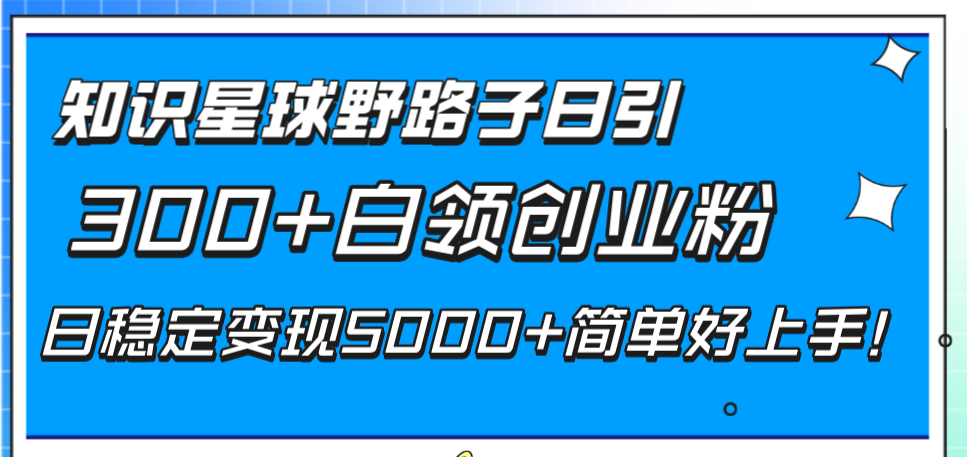 知识星球野路子日引300+白领创业粉，日稳定变现5000+简单好上手！-臭虾米项目网