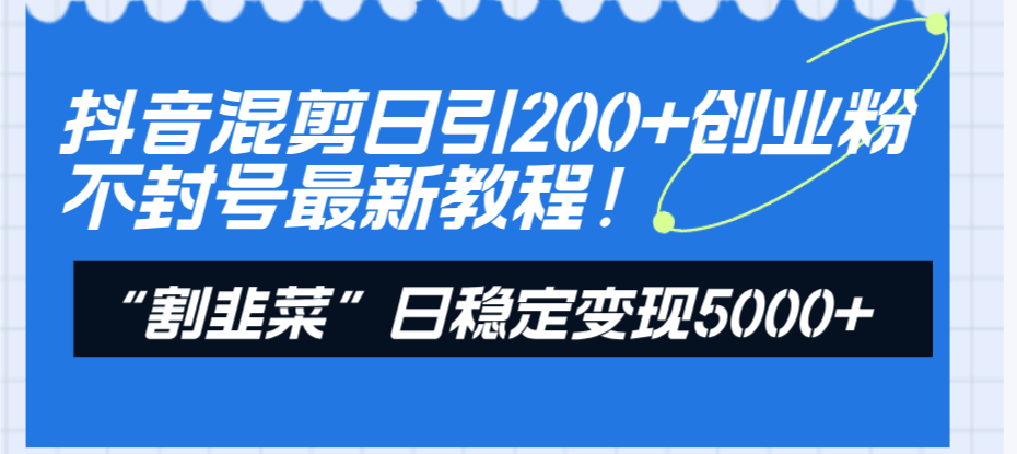 抖音混剪日引200+创业粉不封号最新教程！“割韭菜”日稳定变现5000+！-臭虾米项目网