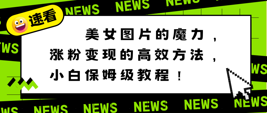 美女图片的魔力，涨粉变现的高效方法，小白保姆级教程！-臭虾米项目网