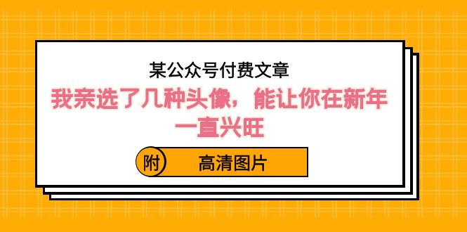 某公众号付费文章：我亲选了几种头像，能让你在新年一直兴旺（附高清图片）-臭虾米项目网