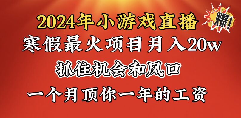 2024年寒假爆火项目，小游戏直播月入20w+，学会了之后你将翻身-臭虾米项目网