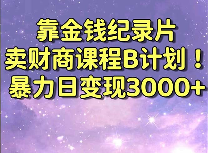 靠金钱纪录片卖财商课程B计划！暴力日变现3000+，喂饭式干货教程！-臭虾米项目网