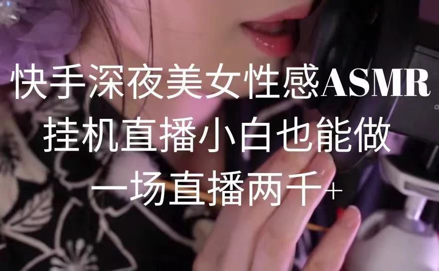 快手深夜美女性感ASMR挂机直播，小白也能做，一场直播两千+-臭虾米项目网