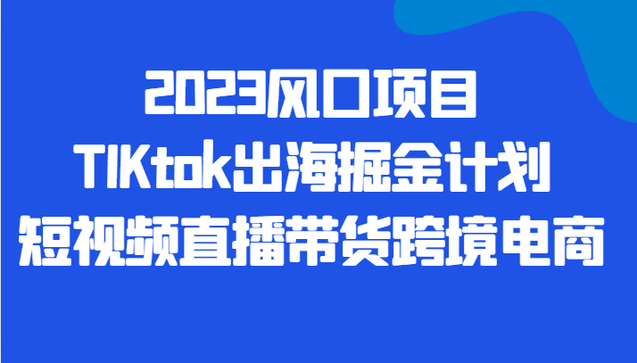 抓住TIKTok风口：2023短视频直播带货跨境电商掘金计划解析-臭虾米项目网