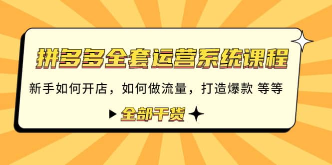 拼多多运营系统全攻略：新手开店、流量获取、爆款打造等详解！-臭虾米项目网