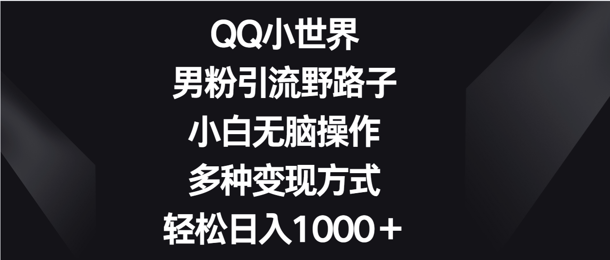 QQ小世界男粉引流秘籍：小白轻松月入过万-臭虾米项目网