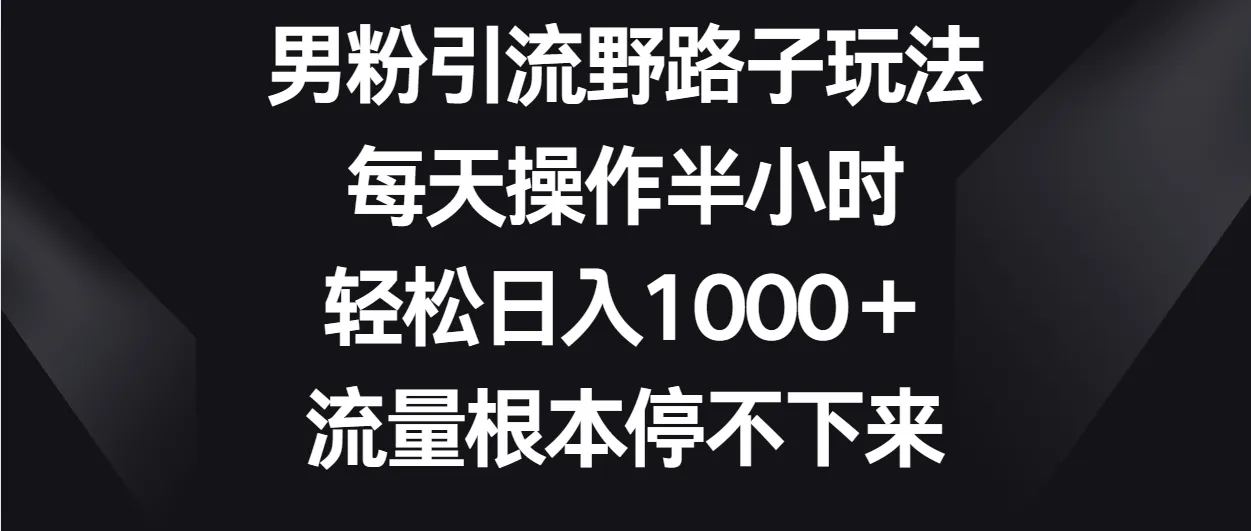 图片[1]-掌握男粉引流技巧，每日只需半小时，日增收千元 ，流量源源不断-臭虾米项目网