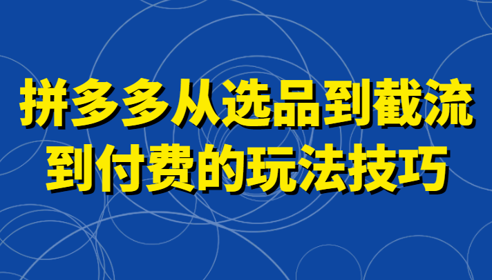 掌握拼多多截流自然流量玩法，高投产与强付费技巧-臭虾米项目网