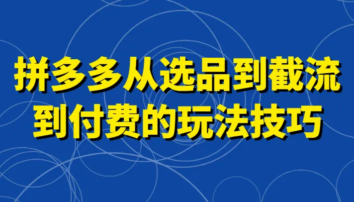 图片[1]-掌握拼多多截流自然流量玩法，高投产与强付费技巧-臭虾米项目网