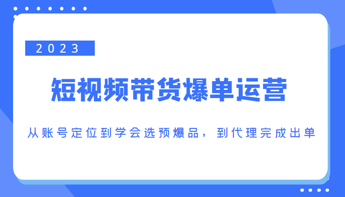 短视频平台直播电商运营攻略：从精准定位到爆款产品选择，再到成功出货（价值1250元）-臭虾米项目网