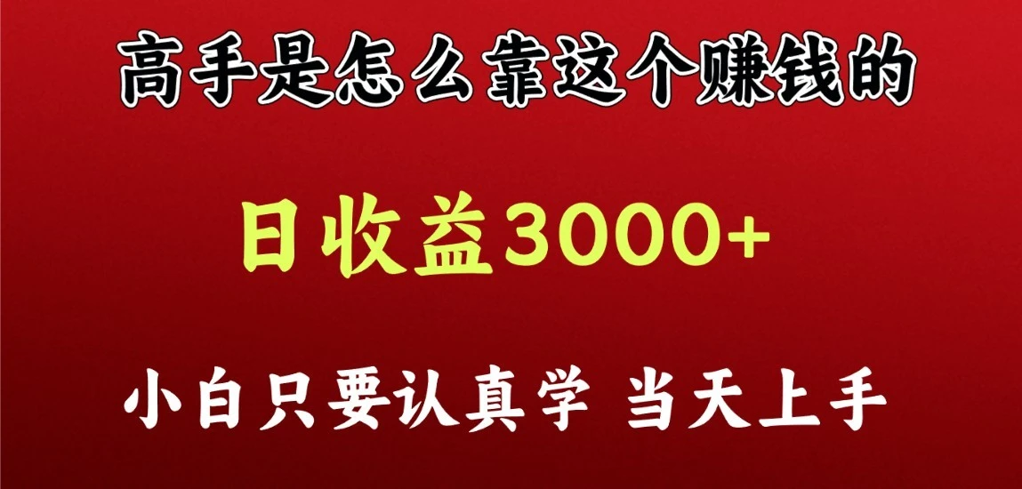 图片[1]-看高手是怎么赚钱的，一天收益至少3000 以上，小白当天上手-臭虾米项目网