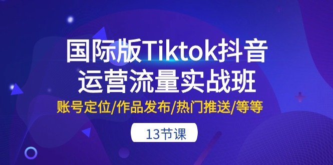 国际版Tiktok抖音运营流量实战班：账号定位/作品发布/热门推送/等等13节-臭虾米项目网