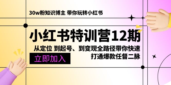 小红书特训营12期：从定位到起号、到变现全路径带你快速打通爆款任督二脉-臭虾米项目网