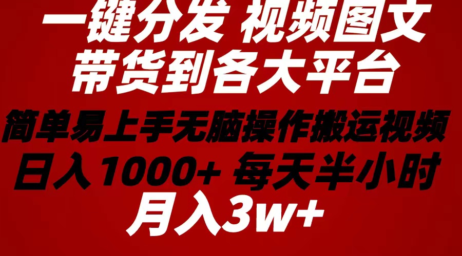 2024年一键分发带货图文视频简单易上手无脑赚收益每天半小时日入1…-臭虾米项目网