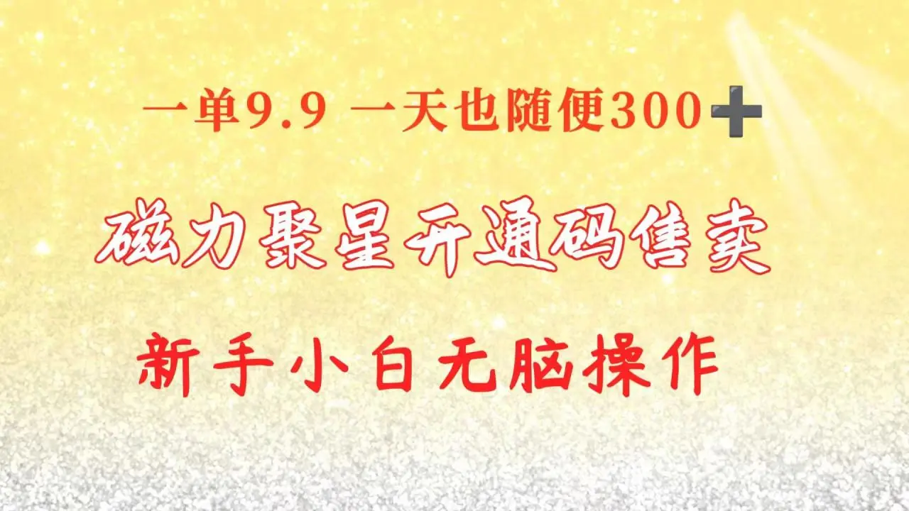 快手磁力聚星码信息差售卖一单卖9.9一天也轻松300 新手小白无脑操作