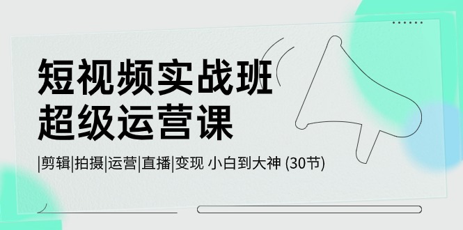 短视频实战班超级运营课，|剪辑|拍摄|运营|直播|变现小白到大神(30节)-臭虾米项目网