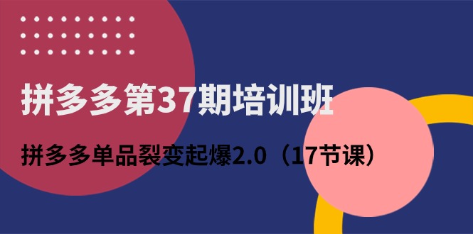 拼多多第37期培训班：拼多多单品裂变起爆2.0（17节课）-臭虾米项目网