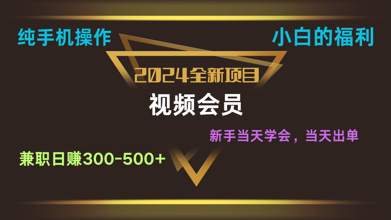 影视会员兼职日入500800，纯手机操作当天上手当天出单小白福利-臭虾米项目网