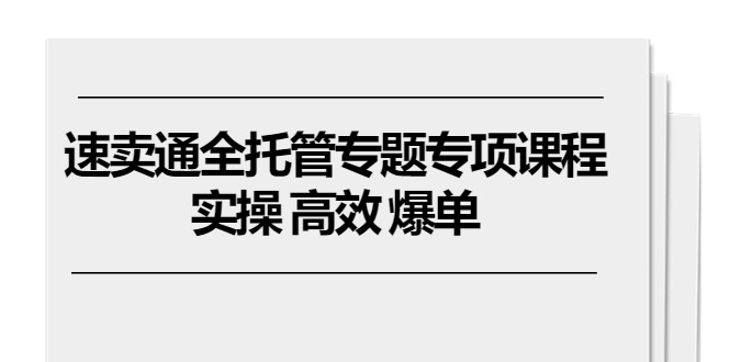 速卖通全托管专题专项课程，实操高效爆单（11节课）-臭虾米项目网