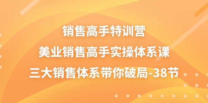 突破销售瓶颈：美业销售高手实操攻略，三大销售体系全面解析